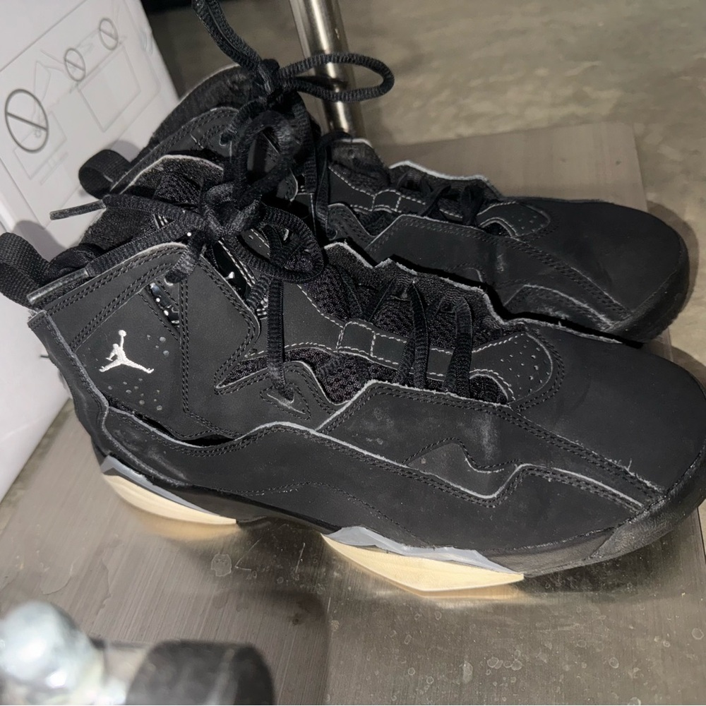 Jordan Nike 7s Black Suede Authentic Original Size 7Y Great Condition Pre-Owned